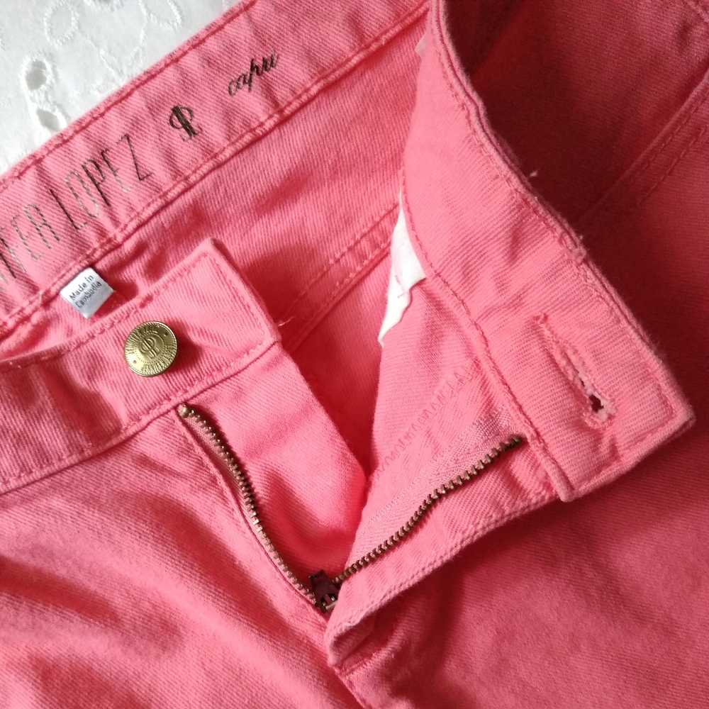Jennifer Lopez Cropped Jeans Coral Pink Size 8 - Picture 8 of 9